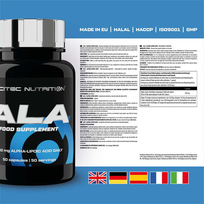 SciTec ALA - Alpha Lipoic Acid - 50 caps | High-Quality Health and Wellbeing | MySupplementShop.co.uk