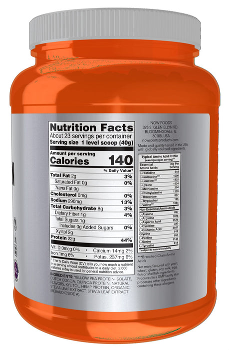 NOW Foods Plant Protein Complex, Chocolate Mocha - 907g | High-Quality Protein | MySupplementShop.co.uk