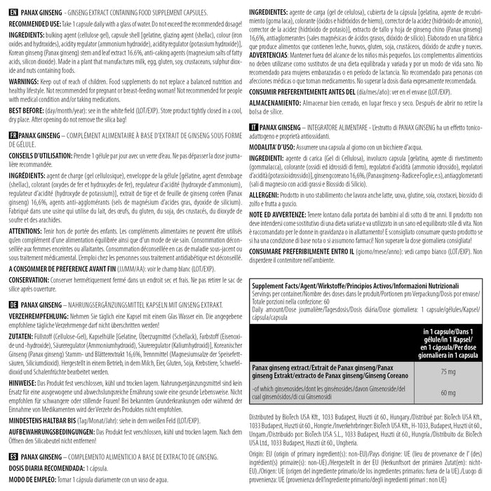 BioTechUSA Panax Ginseng - 60 caps | High-Quality Sports Supplements | MySupplementShop.co.uk