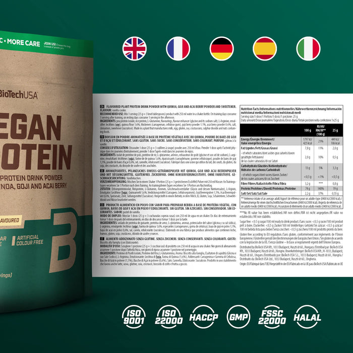 BioTechUSA Vegan Protein, Vanilla Cookie - 2000g | High-Quality Protein Blends | MySupplementShop.co.uk