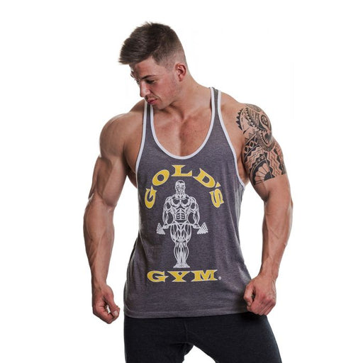 Golds Gym Muscle Joe Contrast Stringer - Grey/White - Stringer at MySupplementShop by Gold's Gym