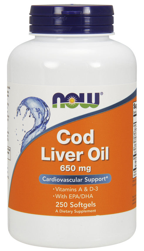 NOW Foods Cod Liver Oil, 650mg - 250 softgels | High-Quality Sports Supplements | MySupplementShop.co.uk
