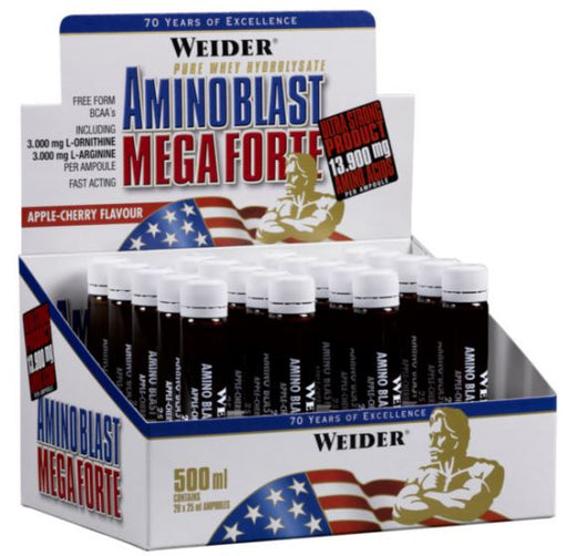 Weider Amino Blast Mega Forte, Apple-Cherry - 20 x 25 ml. | High-Quality Amino Acids and BCAAs | MySupplementShop.co.uk