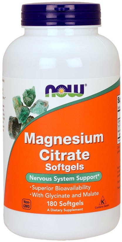 NOW Foods Magnesium Citrate Softgels - 180 softgels | High-Quality Vitamins & Minerals | MySupplementShop.co.uk