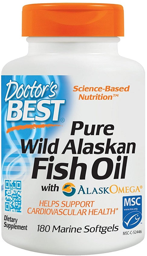 Doctor's Best Pure Wild Alaskan Fish Oil with AlaskOmega - 180 softgels | High-Quality Fish Oils | MySupplementShop.co.uk