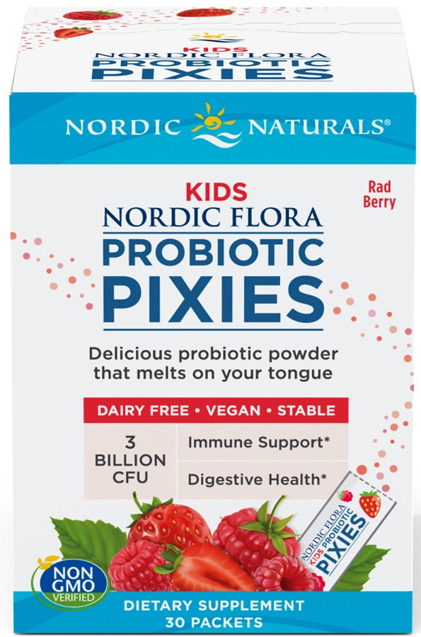 Nordic Flora Kids Probiotic Pixies, 3 Billion CFU Rad Berry - 30 Packets | High-Quality Health and Wellbeing | MySupplementShop.co.uk