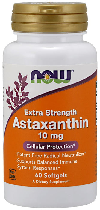 NOW Foods Astaxanthin, 10mg - 60 softgels - Health and Wellbeing at MySupplementShop by NOW Foods