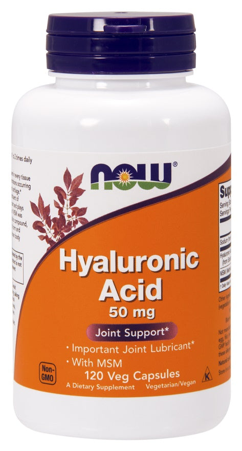 NOW Foods Hyaluronic Acid with MSM, 50mg - 120 vcaps | High-Quality Joint Support | MySupplementShop.co.uk