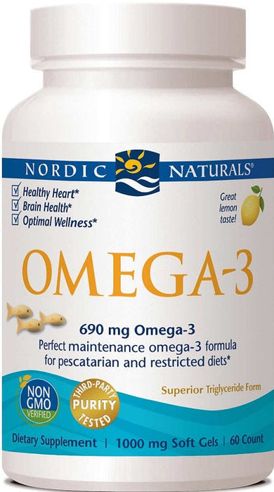 Nordic Naturals Omega-3, 690mg Lemon (Fish Gelatin) - 60 fish gels - Health and Wellbeing at MySupplementShop by Nordic Naturals