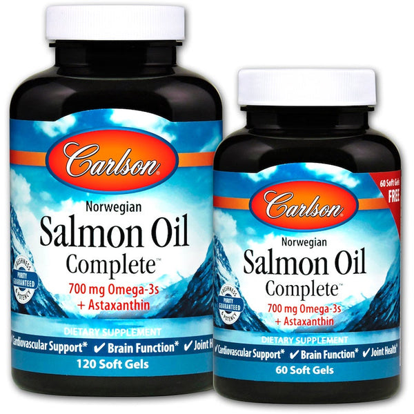 Carlson Labs Norwegian Salmon Oil Complete - 120 + 60 softgels | High-Quality Omegas, EFAs, CLA, Oils | MySupplementShop.co.uk