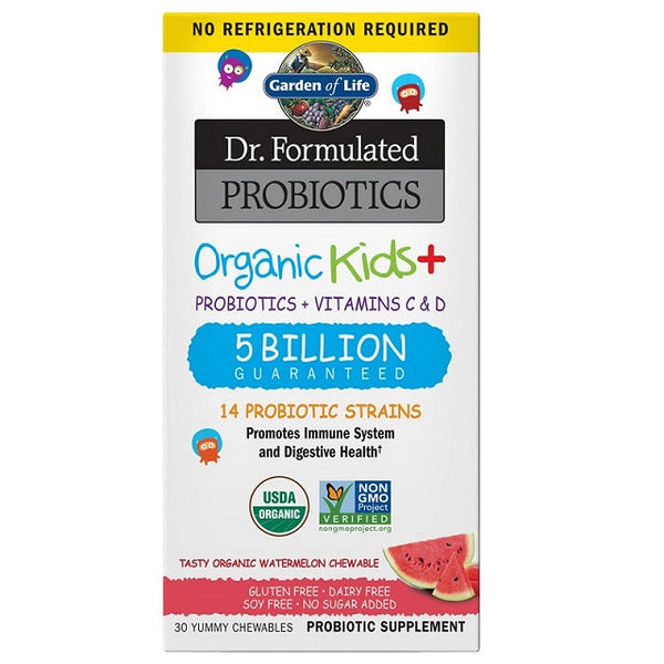 Garden of Life Dr. Formulated Probiotics Organic Kids+, Watermelon - 30 chewables | High-Quality Health and Wellbeing | MySupplementShop.co.uk