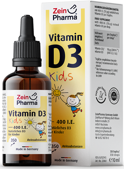 Zein Pharma Vitamin D3 Drops For Kids, 400IU - 10 ml. | High-Quality Sports Supplements | MySupplementShop.co.uk