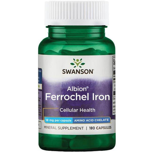 Swanson Albion Ferrochel Iron, 18mg - 180 caps | High-Quality Vitamins & Minerals | MySupplementShop.co.uk