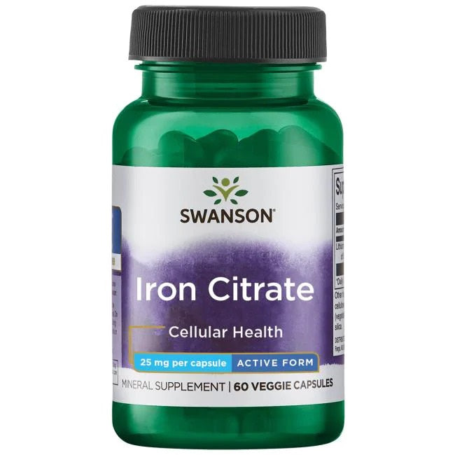 Swanson Iron Citrate, 25mg - 60 vcaps - Vitamins & Minerals at MySupplementShop by Swanson