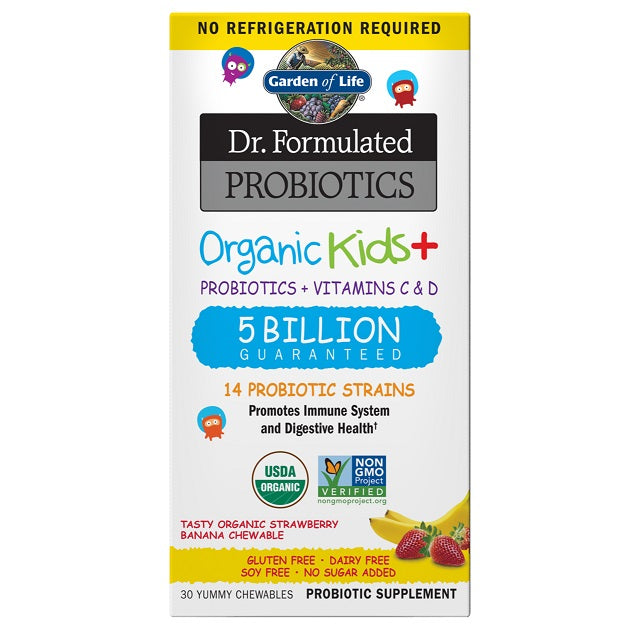 Garden of Life Dr. Formulated Probiotics Organic Kids+, Strawberry Banana - 30 chewables - Health and Wellbeing at MySupplementShop by Garden of Life