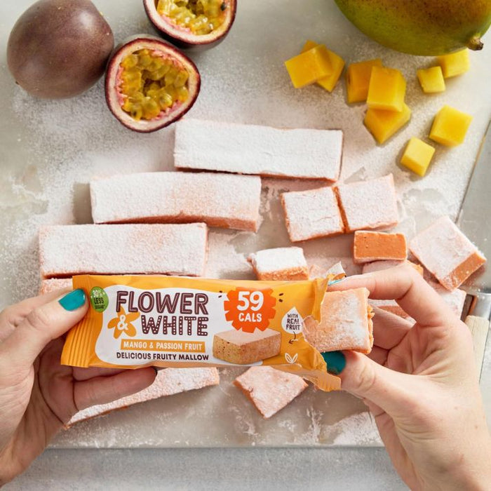 Flower & White  Mango Passion Fruity Mallow Bar35g x 15 | High-Quality Snacks | MySupplementShop.co.uk